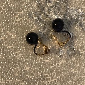 Vintage Navy Enamel Clip Earrings